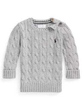 Polo Ralph Lauren 24M Cable-Knit Cotton Sweater - Grey